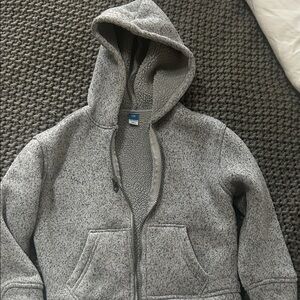 Gray Hooded Sherpa Jacket